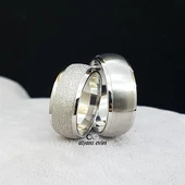 Kum Desenli Çift Gümüş Alyans Yüzük - 11