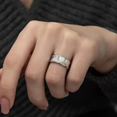 Yeni Tasarım 925 Gümüş Tek Bayan Alyans Yüzük thumbnail 5