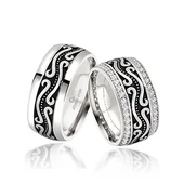 Yeni Tasarım Çift Gümüş Alyans Yüzük - 1