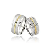 Yeni Tasarım Çift Gümüş Alyans Yüzük - 4