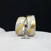 Yeni Tasarım Çift Gümüş Alyans Yüzük - 5