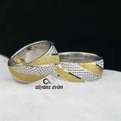 Yeni Tasarım Çift Gümüş Alyans Yüzük - 1