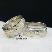 Cnc Desenli Çift Gümüş Alyans - 1