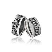 Selçuklu Motifli Çift Gümüş Alyans Yüzük - 2