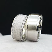 Kumlu Model Çift Gümüş Alyans thumbnail 6