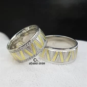 Zikzak Deseni Çift Gümüş Alyans - 2