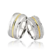 Yeni Tasarım Çift Gümüş Alyans Yüzük - 6