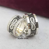 Sonsuzluk Desenli Çift Gümüş Alyans - 7