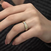 Yeni Tasarım 925 Gümüş Tek Bayan Alyans Yüzük thumbnail 1