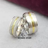 Yeni Tasarım Çift Gümüş Alyans Yüzük - 2