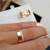 Altın Kaplama Çift Gümüş Alyans - 2