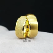 Altın Kaplama Kumlu Çift Gümüş Alyans Yüzük thumbnail 1