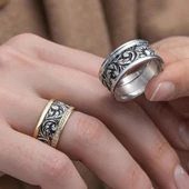 Osmanlı Desenli Çift Gümüş Alyans Yüzük thumbnail 12