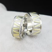 Zikzak Deseni Çift Gümüş Alyans - 8