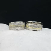 Cnc Desenli Çift Gümüş Alyans - 7