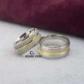 Yeni Tasarım Çift Gümüş Alyans Yüzük - 8