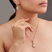 Altın Kaplama Zirkon Taşlı Baget Gümüş Bayan Takı Seti thumbnail 4