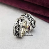 Yeni Tasarım Çift Gümüş Alyans Yüzük - 2