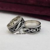 Yeni Tasarım Çift Gümüş Alyans Yüzük - 8