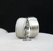 Kumlu Model Çift Gümüş Alyans thumbnail 2