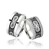 Sonsuzluk Desenli Çift Gümüş Alyans - 1