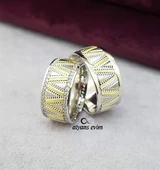 Zikzak Deseni Çift Gümüş Alyans - 5