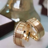 Yeni Tasarım Çift Gümüş Alyans Yüzük - 2