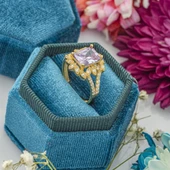 Altın Kaplama Zirkon Taşlı Çiçek Motifli Gümüş Bayan Yüzük thumbnail 1