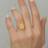 Altın Kaplama Sitrin Taşlı Gümüş Bayan Baget Yüzük thumbnail 12
