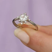 Kare Zirkon Taşlı Tektaş Gümüş Bayan Yüzük thumbnail 2