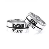 Gümüş Sonsuzluk Desenli İsimli Çift Alyans - 1