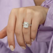 Baget Zirkon Taşlı Tektaş Gümüş Bayan Yüzük thumbnail 6