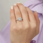 Yuvarlak Zirkon Taşlı Tektaş Gümüş Bayan Yüzük thumbnail 10