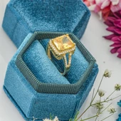 Altın Kaplama Sitrin Taşlı Gümüş Bayan Baget Yüzük thumbnail 8