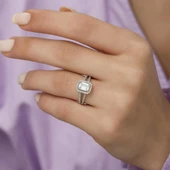 Baget Zirkon Taşlı Tektaş Gümüş Bayan Yüzük thumbnail 6