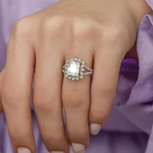 Zirkon Taşlı Gümüş Bayan Baget Yüzük thumbnail 4