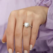 Kalpli Zirkon Taşlı Tektaş Gümüş Bayan Yüzük thumbnail 2