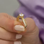 Zirkon Taşlı Sarmaşık Model Gümüş Bayan Yüzük thumbnail 6