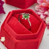 Kare Zümrüt Taşlı Gümüş Bayan Yüzük thumbnail 7