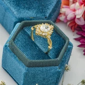 Altın Kaplama Oval Zirkon Taşlı Gümüş Bayan Yüzük thumbnail 7