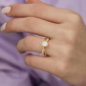 Zirkon Taşlı Sarmaşık Model Gümüş Bayan Yüzük thumbnail 3
