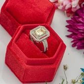 İki Sıra Sarı Zirkon Taşlı Tektaş Gümüş Bayan Baget Yüzük thumbnail 7