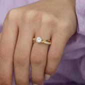 Zirkon Taşlı Sarmaşık Model Gümüş Bayan Yüzük thumbnail 2