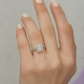 Mikro Zirkon Baget Taşlı Gümüş Bayan Baget Yüzük thumbnail 12