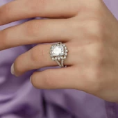 Zirkon Taşlı Gümüş Bayan Baget Yüzük thumbnail 11