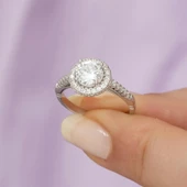 Yuvarlak Zirkon Taşlı Tektaş Gümüş Bayan Yüzük thumbnail 5