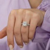 Zirkon Taşlı Baget Tektaş Gümüş Bayan Yüzük thumbnail 6