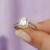 Baget Zirkon Taşlı Tektaş Gümüş Bayan Yüzük thumbnail 9