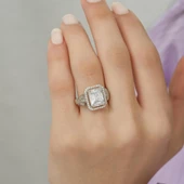 Zirkon Taşlı Motifli Tektaş Gümüş Bayan Baget Yüzük thumbnail 10