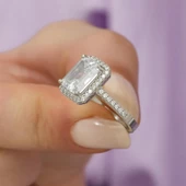 Baget Zirkon Taşlı Tektaş Gümüş Bayan Yüzük thumbnail 5